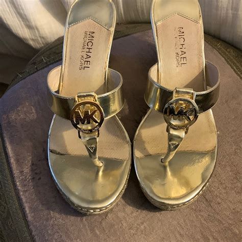 poshmark michael kors gold sandals